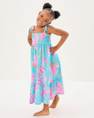 Girls Mini Kailua Maxi Dress, Multi Royal Coral, large