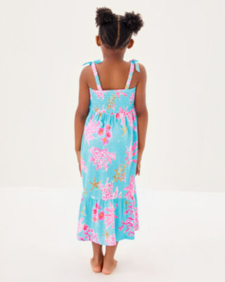 Girls Mini Kailua Maxi Dress, Multi Royal Coral, large image 1