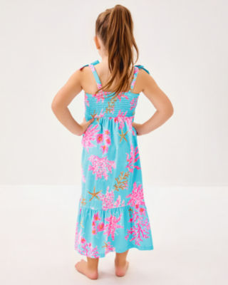 Girls Mini Kailua Maxi Dress, Multi Royal Coral, large image 4