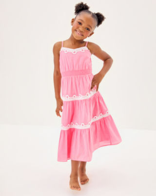 Girls Mini Zanna Midi Dress, Conch Shell Pink, large
