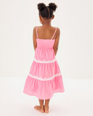 Girls Mini Zanna Midi Dress, Conch Shell Pink, large image 1
