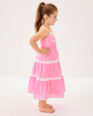 Girls Mini Zanna Midi Dress, Conch Shell Pink, large image 4