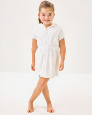 Girls Chaplin Cover-Up, Resort White Beachcomber Shell Jacquard Terry, large