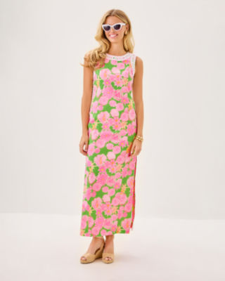 Sadie Maxi Romper, Multi Seaside Garden Overprint, large image 1