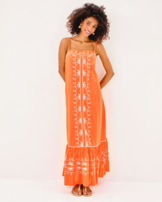 Rozalie Maxi Dress, Papaya Frond Fantasy Embroidery, large image 1