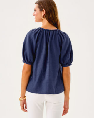 Calais Short Sleeve Top, Sapphire Pool, large image 1