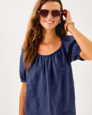 Calais Short Sleeve Top, Sapphire Pool, large image 3