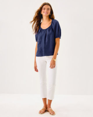 Calais Short Sleeve Top, Sapphire Pool, large image 4