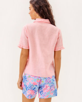 Carden Ruffle Top, Sorbet Pink X Resort White, large image 1
