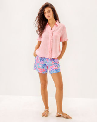 Carden Ruffle Top, Sorbet Pink X Resort White, large image 3