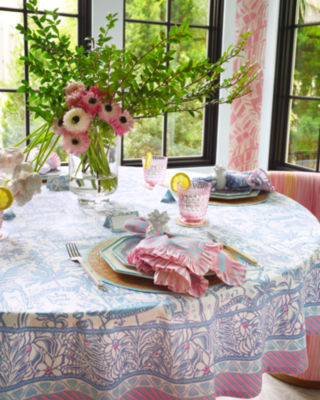 Round Printed Tablecloth, Resort White Pb Playground Tablecloth, large image 1