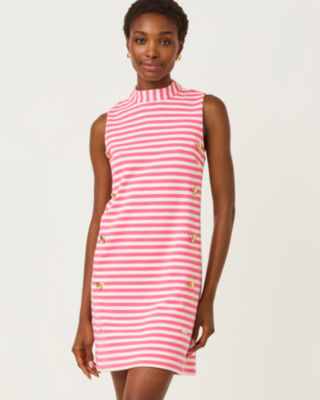 Carmina Shift Dress, Confetti Pink Ottoman Stripe, large