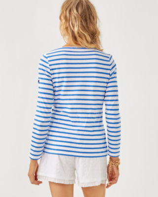 Lilly x Saint James Minquidame Tee, Azure Soleil Stripes, large image 2
