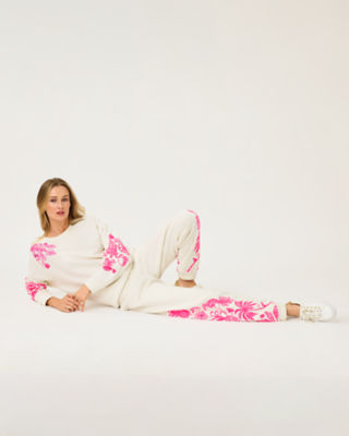 30" Silvie Embroidered Jogger, Coconut Safari Social Embroidery Pant, large image 4