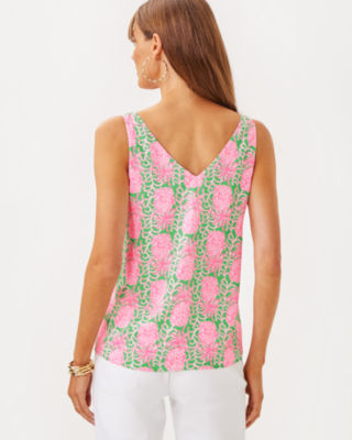 Florin Straight Hem Top, Fauna Green Party Like A Pineapple, large image 1