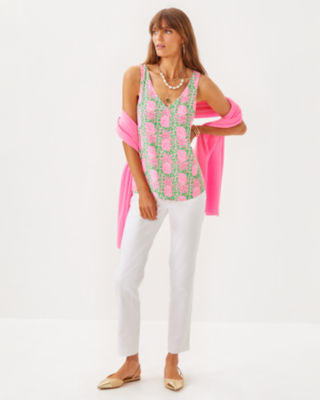 Florin Straight Hem Top, Fauna Green Party Like A Pineapple, large image 3
