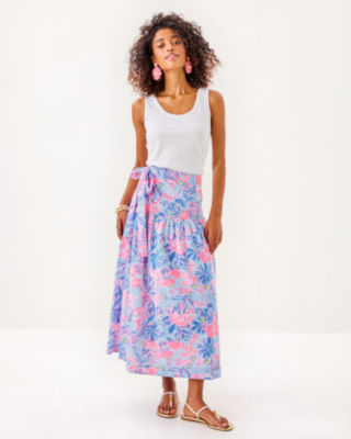 Corina Cotton Midi Skirt, Multi Elephant Splash, large image 1