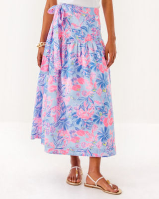Corina Cotton Midi Skirt, Multi Elephant Splash, large image 3