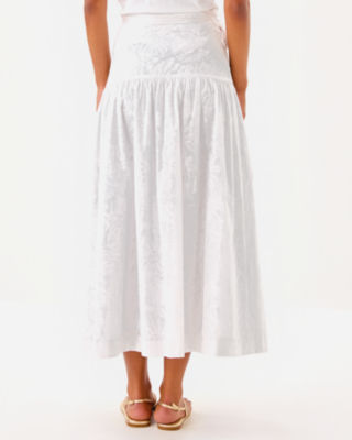 Corina Cotton Midi Skirt, Resort White Catchin Rays Overprint, large image 2