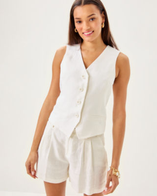 Bleecker Linen Vest, Resort White, large image 2