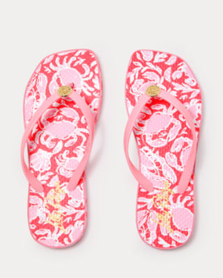 Sandsational Square Toe Flip Flop, Cane Coral Crab Collab Shoe, large image 2