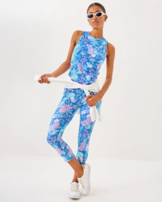 UPF 50+ Luxletic 21" Weekender High Rise Crop Legging, Sunwashed Blue Citrus Crush, large image 3
