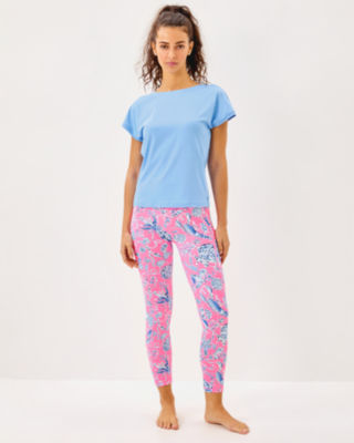 UPF 50+ Luxletic 24" Weekender High Rise Midi Legging, Rousseau Pink Barefoot Beachcombers, large