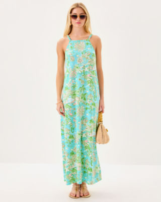 Kyleigh Maxi Dress, Fresh Water Blue Sunbathers Bliss, large image 1