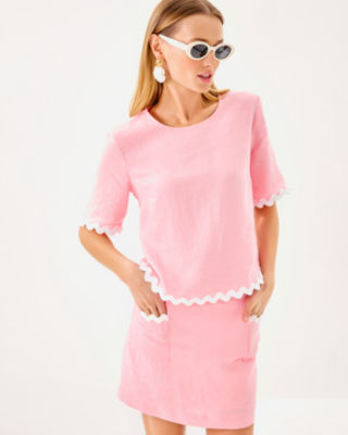 Nik Ric Rac Trim Cropped Top, Conch Shell Pink, large image 1