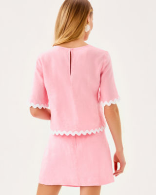 Nik Ric Rac Trim Cropped Top, Conch Shell Pink, large image 2