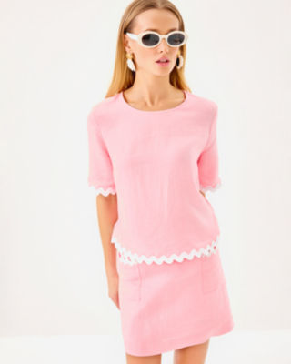 Nik Ric Rac Trim Cropped Top, Conch Shell Pink, large image 3