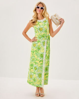 Fresia Stretch Maxi Shift Dress, Limoncello Sunbelievable, large image 1