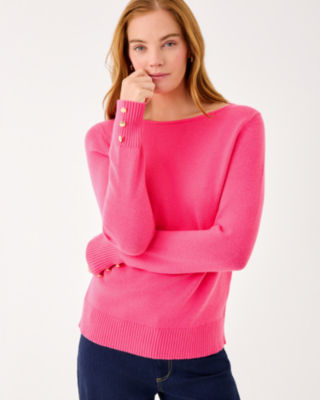 Lola Boatneck Sweater, Sun Shell Pink, large
