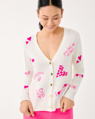 Tippery Embroidered Cardigan, Coconut Valentines Day Embroidery, large image 1