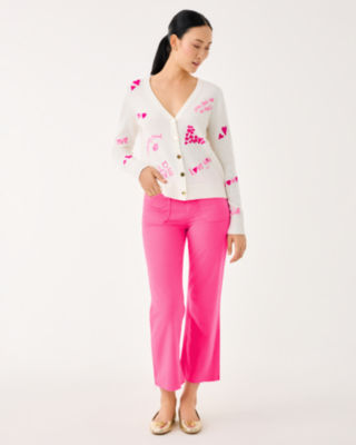 Tippery Embroidered Cardigan, Coconut Valentines Day Embroidery, large image 3