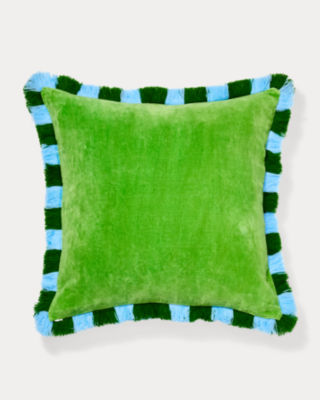 Lilly Pulitzer Pillow Cover With Striped Fringe In Green