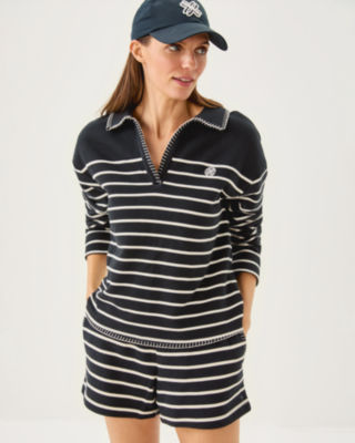 Corvaya Terry Pullover, Noir Legacy Stripe, large image 1