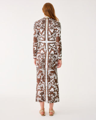 UPF 50+ Quinn Long Sleeve Maxi Dress, Beachcomber Brown Spicy Socialite Engineered Chillylilly, large image 2