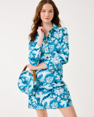 Gabi Dress, Bellevue Blue Lilly Gulls, large