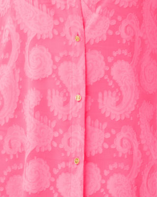 Sadira Long Sleeve Cover-Up, Cherry Blossom Pink Tangerine Dream Poly Clip Jacquard, large image 3