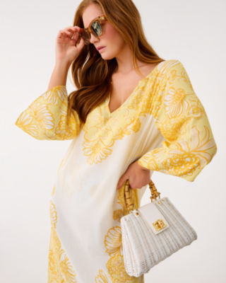 Tialah Maxi Caftan Cover-Up, Golden Glow Juicy Story Engineered Coverup, large image 5