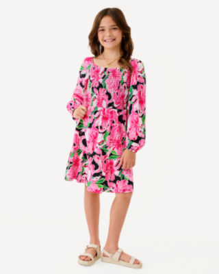 Girls Mini Jilly Long Sleeve Dress, Onyx Party All The Time, large