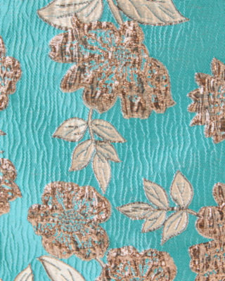 Caitie Skirted Bottom Romper, Tangier Teal Floral Fling Metallic Jacquard, large image 4