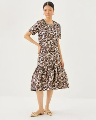 Folie Beaded Cropped Top, Noir Pineapple Puff Metallic Jacquard, large image 4