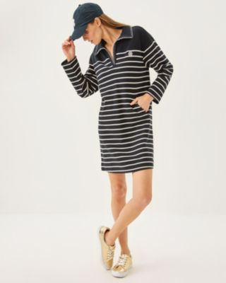 Corvaya Terry Dress, Noir Legacy Stripe, large image 4