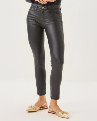 Lilly Pulitzer 30" South Ocean High Rise Coated Skinny Jean In Black