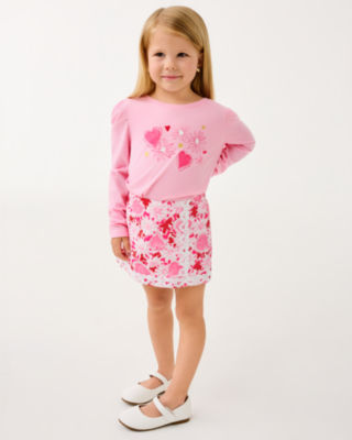 Girls Mini Jansen Long Sleeve Top, Multi Dear Heart Graphic Childrens, large image 2