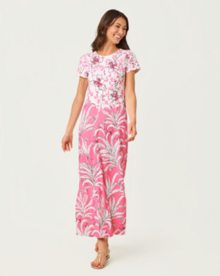 UPF 50+ ChillyLilly Kaden Maxi Dress, Confetti Pink Bumbley Buzz Engineered Chillylilly, large