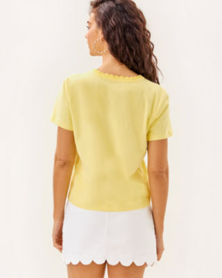 Clairmont Crochet Trimmed Knit Top, Limoncello, large image 1