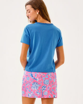 Clairmont Crochet Trimmed Knit Top, Sunwashed Blue, large image 1